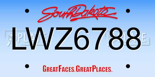 LWZ6788 South Dakota License Plate