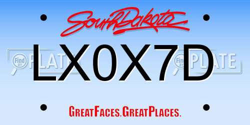 LX0X7D South Dakota License Plate
