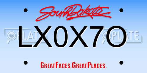 LX0X7O South Dakota License Plate