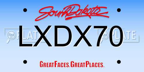 LXDX70 South Dakota License Plate