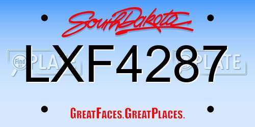 LXF4287 South Dakota License Plate