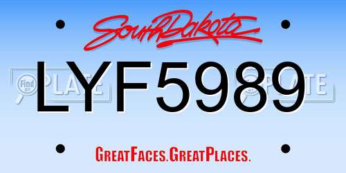 LYF5989 South Dakota License Plate