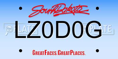 LZ0D0G South Dakota License Plate