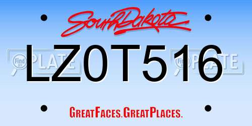 LZ0T516 South Dakota License Plate