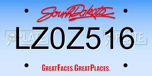LZ0Z516 South Dakota License Plate