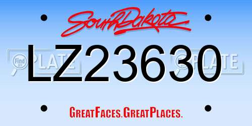 LZ23630 South Dakota License Plate