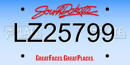 LZ25799 South Dakota License Plate