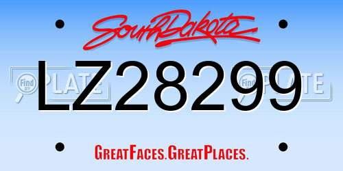 LZ28299 South Dakota License Plate