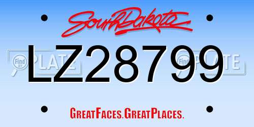 LZ28799 South Dakota License Plate
