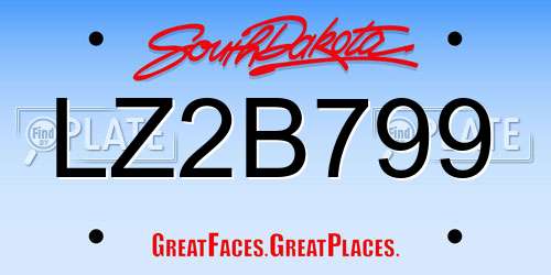 LZ2B799 South Dakota License Plate