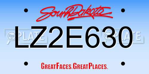 LZ2E630 South Dakota License Plate