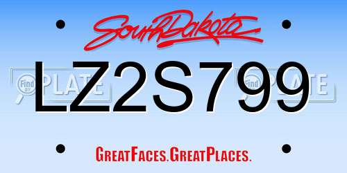 LZ2S799 South Dakota License Plate