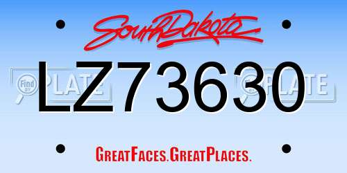LZ73630 South Dakota License Plate