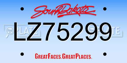 LZ75299 South Dakota License Plate