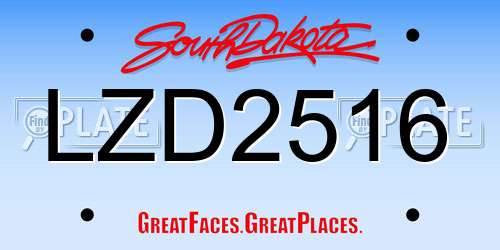 LZD2516 South Dakota License Plate