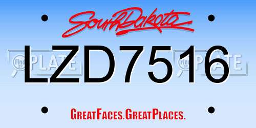 LZD7516 South Dakota License Plate