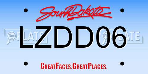 LZDD06 South Dakota License Plate