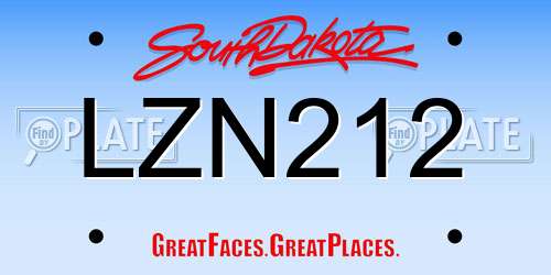 LZN212 South Dakota License Plate