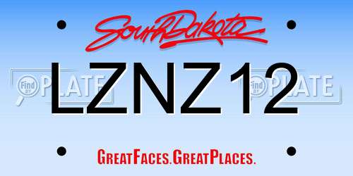 LZNZ12 South Dakota License Plate