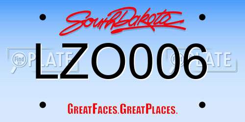 LZO006 South Dakota License Plate