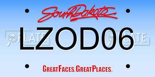 LZOD06 South Dakota License Plate