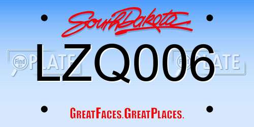 LZQ006 South Dakota License Plate