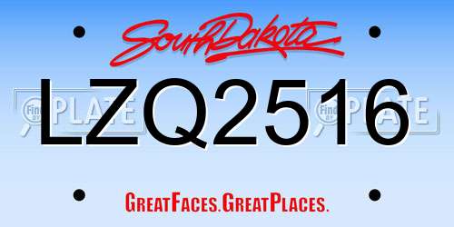 LZQ2516 South Dakota License Plate