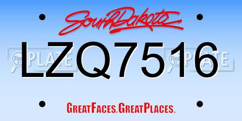 LZQ7516 South Dakota License Plate