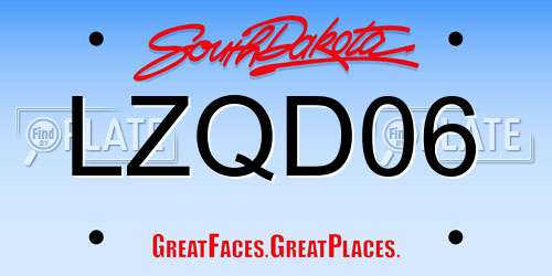 LZQD06 South Dakota License Plate