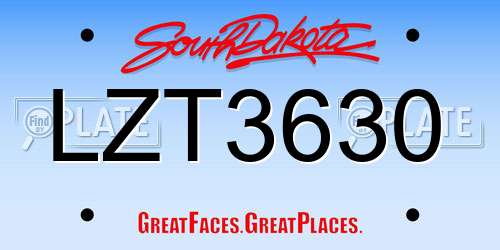 LZT3630 South Dakota License Plate