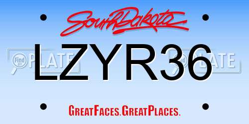 LZYR36 South Dakota License Plate