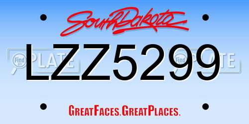 LZZ5299 South Dakota License Plate