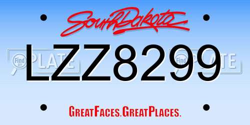 LZZ8299 South Dakota License Plate
