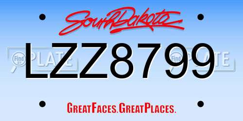 LZZ8799 South Dakota License Plate