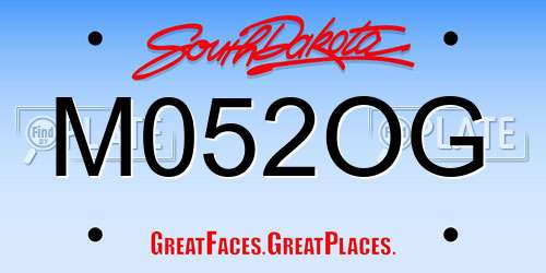 M052OG South Dakota License Plate