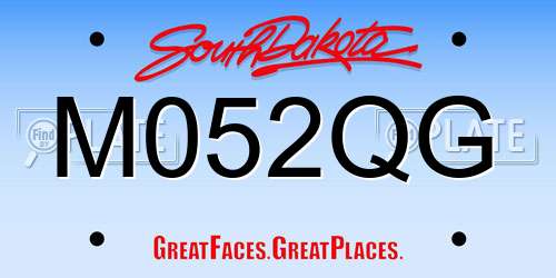 M052QG South Dakota License Plate