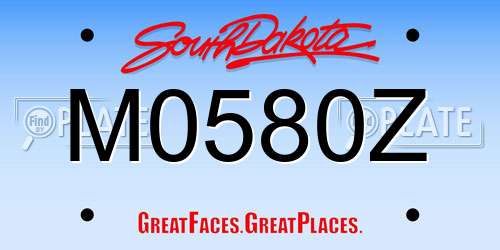 M0580Z South Dakota License Plate