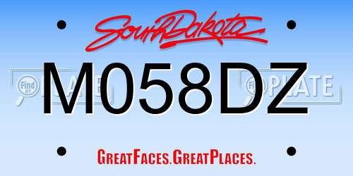 M058DZ South Dakota License Plate