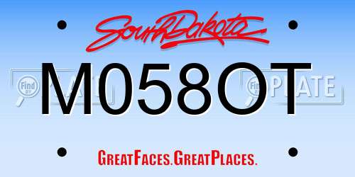 M058OT South Dakota License Plate