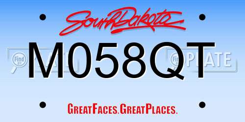 M058QT South Dakota License Plate