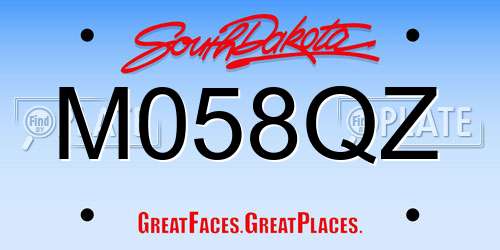 M058QZ South Dakota License Plate