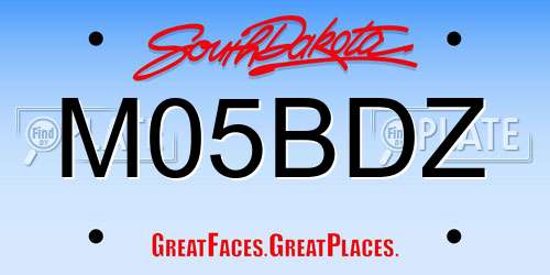 M05BDZ South Dakota License Plate