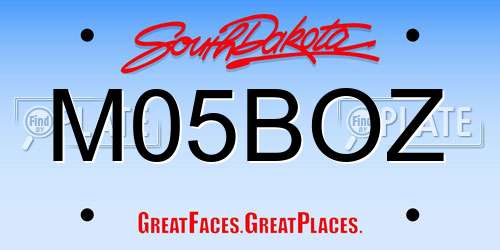 M05BOZ South Dakota License Plate