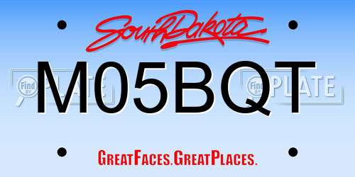 M05BQT South Dakota License Plate