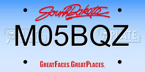 M05BQZ South Dakota License Plate
