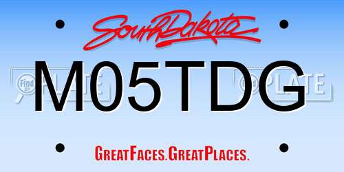 M05TDG South Dakota License Plate