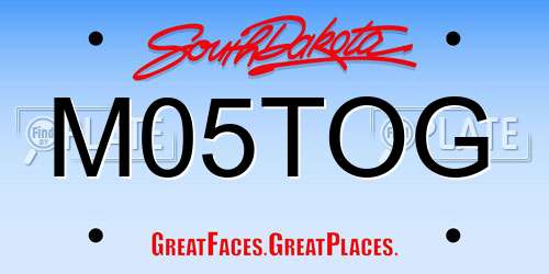 M05TOG South Dakota License Plate