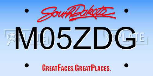 M05ZDG South Dakota License Plate