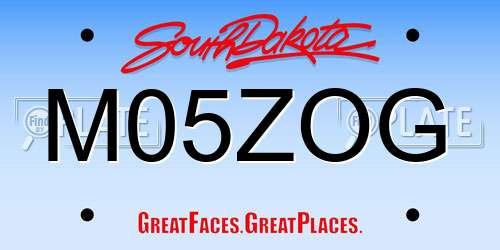 M05ZOG South Dakota License Plate