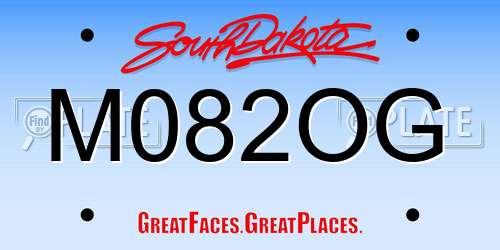 M082OG South Dakota License Plate